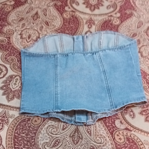 Size Xsmall Zip Up Denim Tube Top - Picture 9 of 10